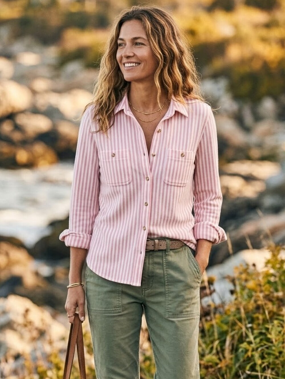Faherty Women's Size S Legend Sierra Stripe Button Down Cottage Core Shirt